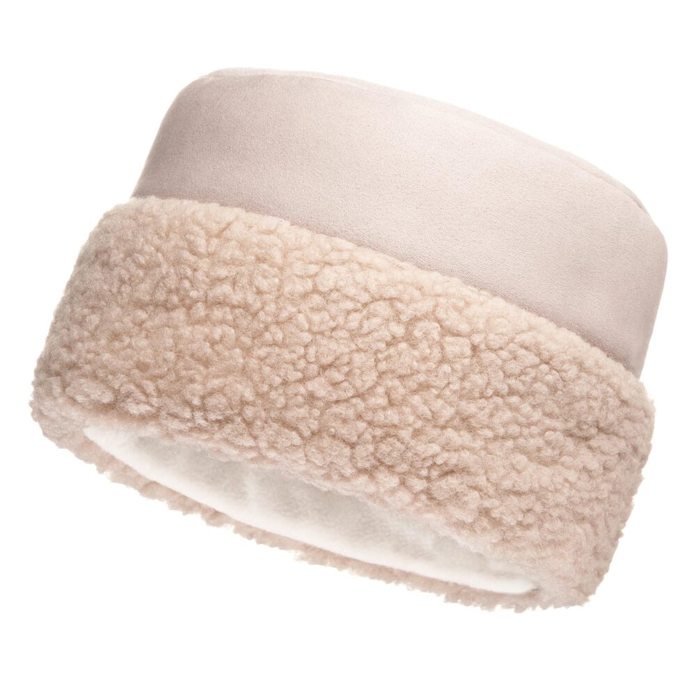 6653 Sherpa Trim Hat Winter Hats Suede Hat with Sherpa Fleece M, Grey